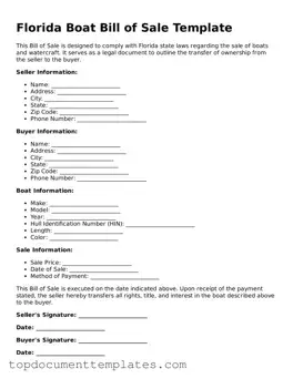 Valid Boat Bill of Sale Form for Florida State