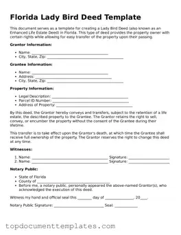 Valid Lady Bird Deed Form for Florida State