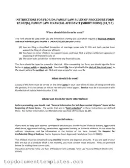 Blank Florida Financial Affidavit Short 12.902(b) PDF Form