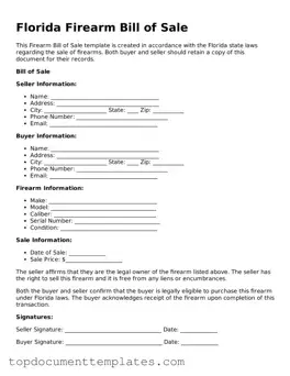 Valid Firearm Bill of Sale Form for Florida State