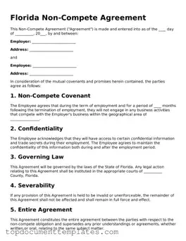 Valid Non-compete Agreement Form for Florida State