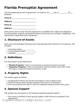 Valid Prenuptial Agreement Form for Florida State