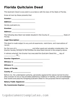 Valid Quitclaim Deed Form for Florida State