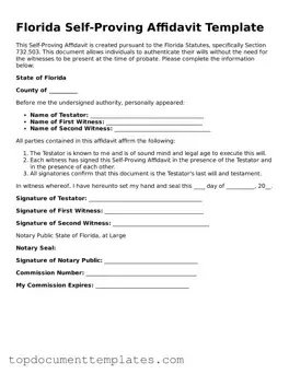 Valid Self-Proving Affidavit Form for Florida State