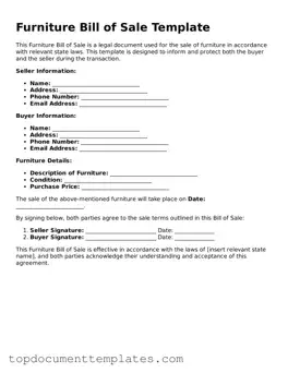 Official Furniture Bill of Sale Template