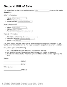 Official General Bill of Sale Template