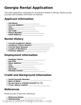 Valid Rental Application Form for Georgia State