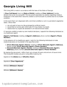 Valid Living Will Form for Georgia State