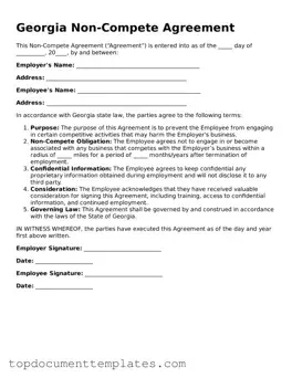 Valid Non-compete Agreement Form for Georgia State