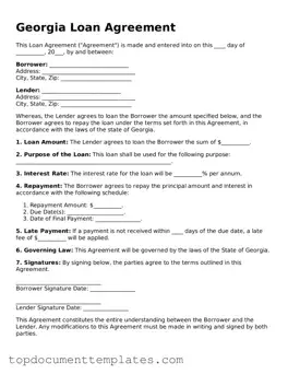 Valid Loan Agreement Form for Georgia State
