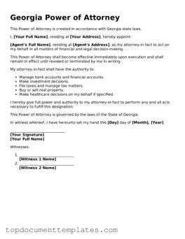 Valid Power of Attorney Form for Georgia State