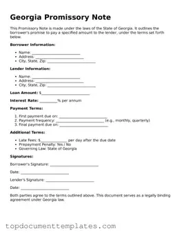 Valid Promissory Note Form for Georgia State