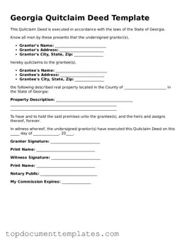 Valid Quitclaim Deed Form for Georgia State