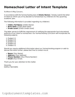 Official Homeschool Letter of Intent Template