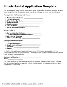 Valid Rental Application Form for Illinois State