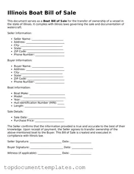 Valid Boat Bill of Sale Form for Illinois State