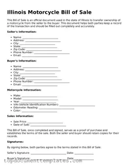 Valid Motorcycle Bill of Sale Form for Illinois State