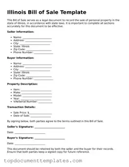 Valid Bill of Sale Form for Illinois State