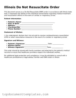 Valid Do Not Resuscitate Order Form for Illinois State