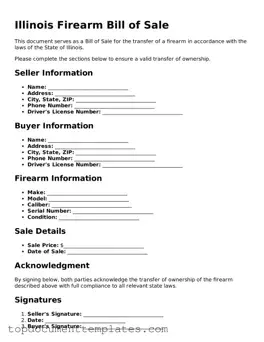 Valid Firearm Bill of Sale Form for Illinois State
