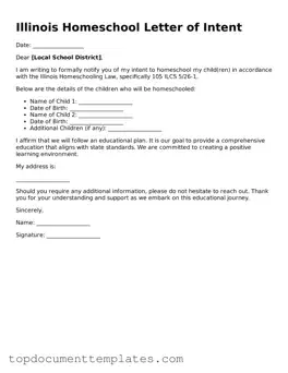 Valid Homeschool Letter of Intent Form for Illinois State