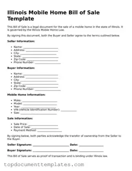 Valid Mobile Home Bill of Sale Form for Illinois State
