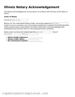Valid Notary Acknowledgement Form for Illinois State