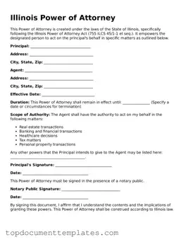 Valid Power of Attorney Form for Illinois State