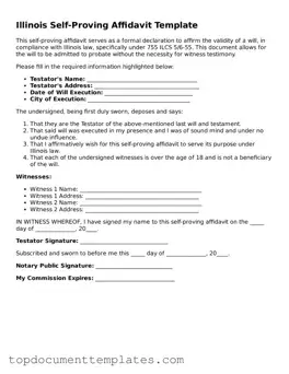 Valid Self-Proving Affidavit Form for Illinois State