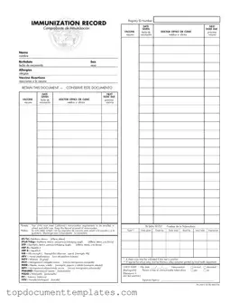 Blank Immunization Record PDF Form