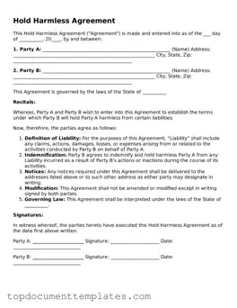 Official Hold Harmless Agreement Template