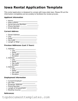 Valid Rental Application Form for Iowa State