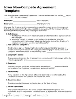 Valid Non-compete Agreement Form for Iowa State