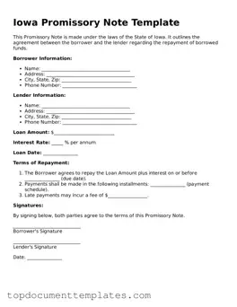 Valid Promissory Note Form for Iowa State