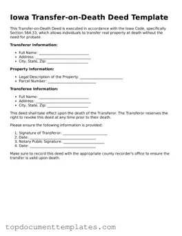 Valid Transfer-on-Death Deed Form for Iowa State