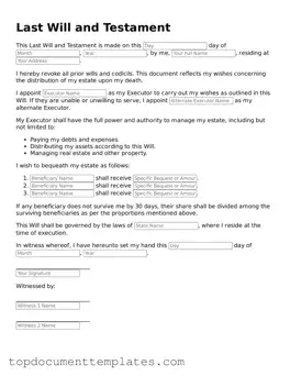 Official Last Will and Testament Template
