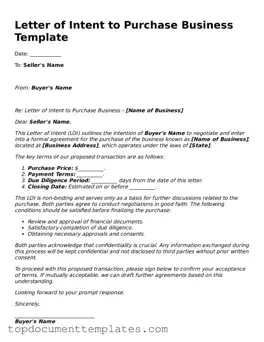 Official Letter of Intent to Purchase Business Template