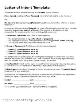 Official Letter of Intent Template