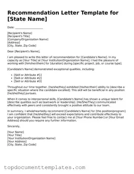 Official Recommendation Letter Template