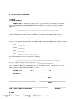 Blank Louisiana act of donation PDF Form