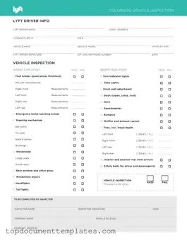 Blank Lyft Inspection PDF Form