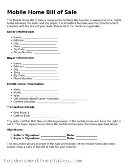 Official Mobile Home Bill of Sale Template