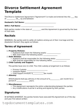 Official Divorce Settlement Agreement Template
