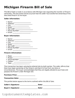 Valid Firearm Bill of Sale Form for Michigan State