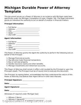 Valid Power of Attorney Form for Michigan State