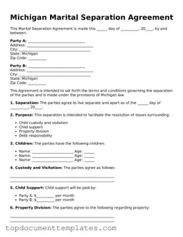 Valid Marital Separation Agreement Form for Michigan State
