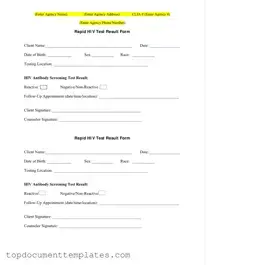 Blank Negative Hiv Test PDF Form