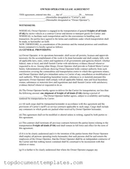 Blank Owner Operator Lease Agreement PDF Form