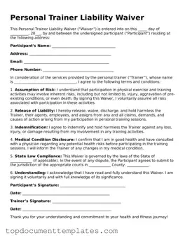 Official Personal Trainer Liability Waiver Template
