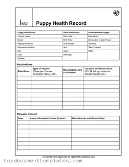 Blank Puppy Health Record PDF Form